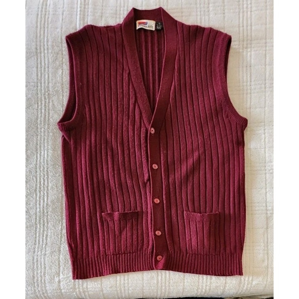 Snowdrift Acrylic Button Up Sweater Vest‎ Grandpa Core Size XL Vintage
